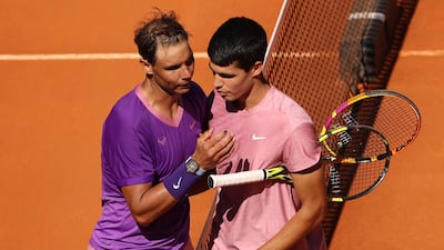 Rafael Nadal after beating Carlos Alcaraz 6-1 6-2 to reach the last-16 of the Madrid Open on Wednesday, May 5. Getty