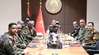 Lt Gen Salahuddin Al Namroush, Libyan Chief of General Staff, meets Sudanese Military Intelligence director Lt Gen Mohamed Ali Sabir for talks in Tripoli. Photo: Libyan General Command