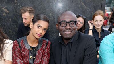 Ramla Ali and Edward Enninful attend the Coach 1941 show during New York Fashion Week on September 10, 2019. AFP
