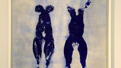 ABU DHABI , UNITED ARAB EMIRATES, September 16 – 2018 :- Untitled Anthropometry (ANT 110), Yves Klein, France, Paris, 1960 on display at the Louvre museum in Abu Dhabi. ( Pawan Singh / The National ) For Arts and Culture. Story by Rupert Hawksley