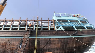 The Obaid is the world's largest dhow and has just returned to Dubai from her maiden voyage to Yemen to deliver more than 600 cars. Antonie Robertson / The National