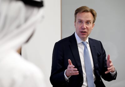 Borge Brende, president of the World Economic Forum, said the Mena region could be at the 'forefront of sustainability efforts while maintaining its upward economic trajectory'. Satish Kumar/ The National
