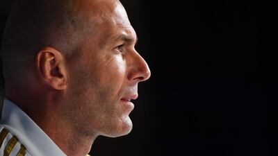 Real Madrid's French coach Zinedine Zidane attends a press conference. AFP