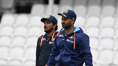 Prithvi Shaw and Rishabh Pant during India's training session. Getty