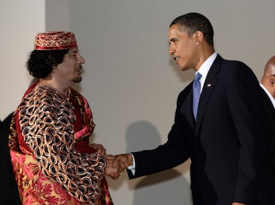Muammar Qaddafi and Barack Obama in 2009. The US-Libya relationship cooled further under the Obama administration, which wanted little to do with Tripoli. Three years later Qaddafi was overthrown in a chaotic convergence of rebel forces and Nato strikes. Reuters