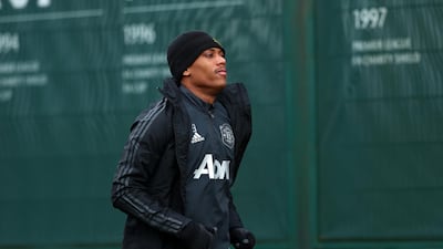 Anthony Martial during a training session ahead of their Europa League match against Club Brugge, at the Aon Training Complex on Wednesday. Getty Images