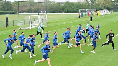 West Ham players training ahead of the Europa League semi-final second leg against Eintracht Frankfurt. AFP