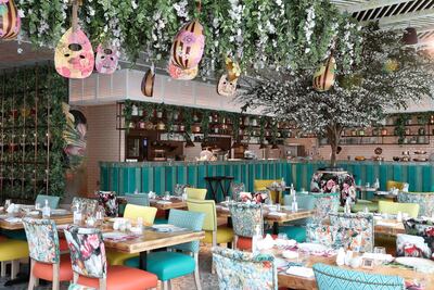 Inside view of the Grand Beirut restaurant at Dubai Digital Park in Dubai Silicon Oasis in Dubai on June 22,2021. Pawan Singh / The National
