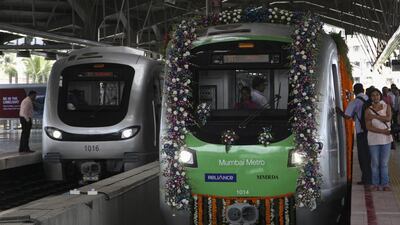 Each of the colourful rakes with four coaches of the Metro will have a capacity of around 375 commuters or around 1,500 commuters per service. Divyakant Solanki / EPA