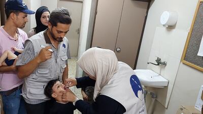 Day two of UN-led polio vaccination campaign in Gaza. Mohammed Abu Amra for The National