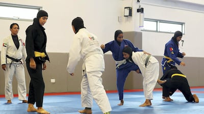 Trainer Rosalind Ferreira trains the women’s national team at Zayed Sports City in Abu Dhabi. Pawan Singh / The National