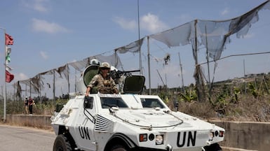 UN peacekeepers on patrol near the southern Lebanese village of Biout Es Sayed. AFP