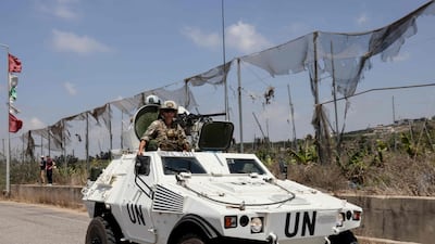 UN peacekeepers on patrol near the southern Lebanese village of Biout Es Sayed. AFP