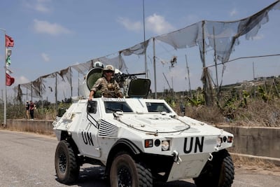 Unifil peacekeepers on patrol near the southern Lebanese village of Biout es Sayed. AFP