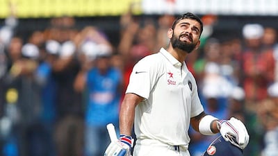 India’s Virat Kohli celebrates his double century. Danish Siddiqui / Reuters