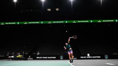 Rafael Nadal serves in Paris. AFP