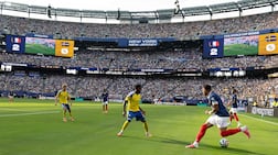 Kylian Mbappe of France vies for the ball with Anthony Elanga of Sweden during their World Cup Round of 32 match in New Jersey. AFP