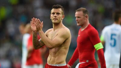 England player Jack Wilshere, left, applauds the fans after the Euro 2016 qualifier between Slovenia and England on at the Stozice Arena on June 14, 2015 in Ljubljana, Slovenia. (Photo by Stu Forster/Getty Images)
