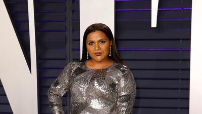 Mindy Kaling in Alberta Ferretti arrives at the 2019 Vanity Fair Oscar Party. Reuters