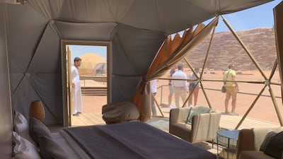 Each tent is air-conditioned and equipped with a queen-sized bed, spacious bathroom and breathtaking views of the surrounding desert.