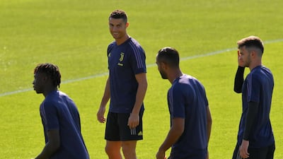 Cristiano Ronaldo and his Juventus teammates during a training session. AFP