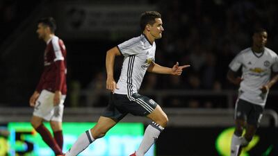 Ander Herrera of Manchester United celebrates scoring his side’s second goal. Laurence Griffiths / Getty Images