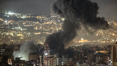 Smoke rises from the site of an Israeli strike on Beirut's southern suburbs. Getty Images