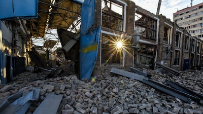 The remains of the Darnytsia Car Repair Plant damaged by missile strikes in Kyiv. EPA