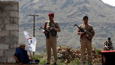 Pro-Houthi Shiite soldiers keep watch as pro-Houthi Shiite Yemenis attend Ashura Day procession in Sana'a, Yemen. EPA/YAHYA ARHAB