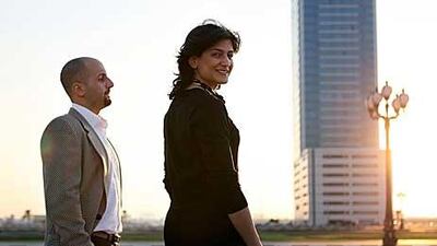 Marwan Chaar, left, and Najla Ahmed al Midfa, founders of FuGu Energy, a sustainable energy consultancy firm.