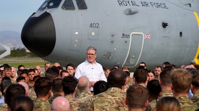Mr Starmer speaks to soldiers at RAF Akrotiri airbase in Cyprus in December 2024