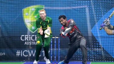 UAE in action against Australia at the Indoor Cricket World Cup at Insportz, Dubai on Sunday. Picasa