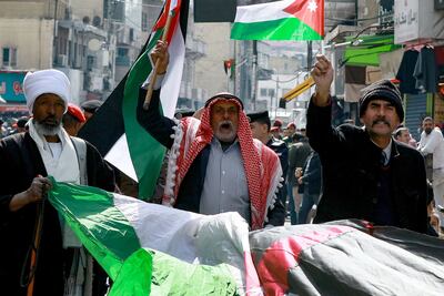 Protesters gather in Amman to demonstrate against Donald Trump's proposal for the US to 'take over' the Gaza Strip. AFP