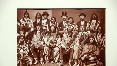 Julius and Henry Ulke Studio (active 1860-80). Group of Crow Delegation to Washington in 1872, including Agent Pease and Interpreters, United States, 1872. Albumen print. Paris, Musee du quai Branly - Jacques Chirac. Victor Besa / The National