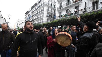 Demonstrators attend a protest to reject the presidential election results in Algiers. EPA