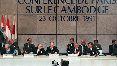 A general view of the Cambodian Peace Conference in Paris in 1991 AFP