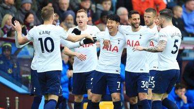 Son Heung-Min celebrates scoring the opening goal. AFP