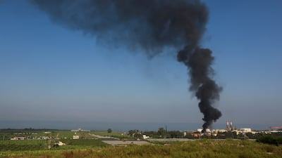 Smoke billows from the fire at the Zahrani oil storage plant in southern Lebanon. Reuters