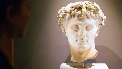 A visitor looks at the first exhibition on King Herod, the biblical Roman-Jewish king who ruled Jerusalem from 37 to 4BC, in The Israel Museum on February 13 in Jerusalem. Jack Guez / AFP