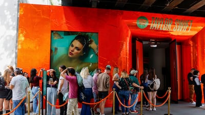 Fans queue to enter a Spotify pop-up event for Taylor Swift’s album The Life of a Showgirl in New York on September 30. Reuters