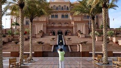 Occupancy levels, lengths of stay, room revenue and food and beverages in Abu Dhabi hotels rose throughout the past year. Above, Emirates Palace Hotel. Ryan Carter / The National