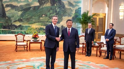 California Governor Gavin Newsom held talks with Chinese President Xi Jinping in Beijing in October. AP