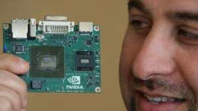 Mr Alibrandi shows Nvidia's graphic unit.