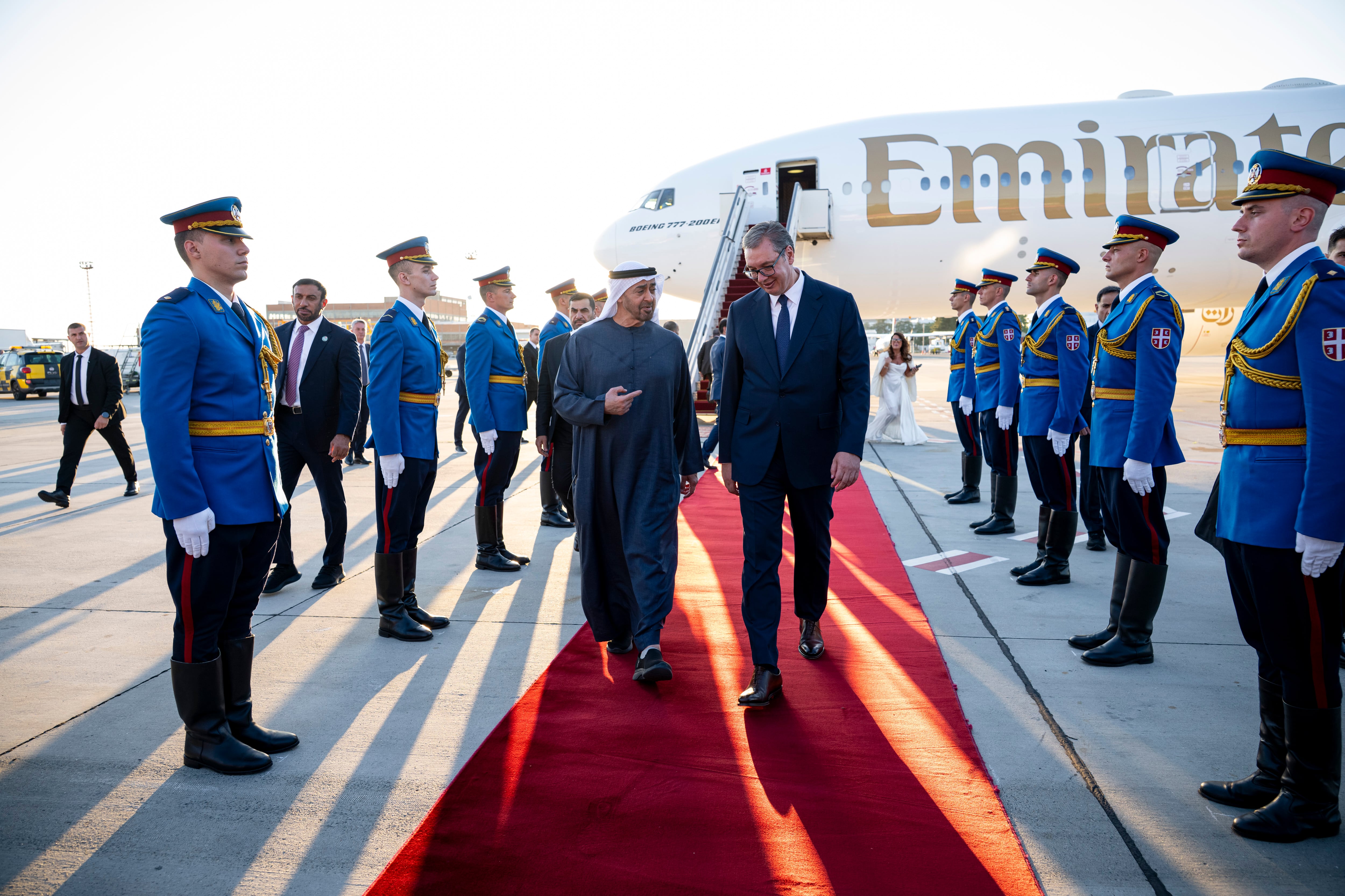 Image linked from the original feed: President Sheikh Mohamed welcomed in Serbia