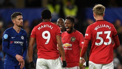 Anthony Martial celebrates his goal with teammates. Getty