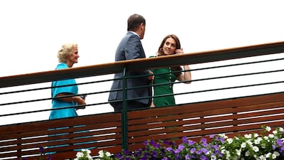 The Duchess of Cambridge arrives on day twelve of the Wimbledon Championships at the All England Lawn Tennis and Croquet Club, Wimbledon wearing a forest green Dolce & Gabanna dress. Photo: PA