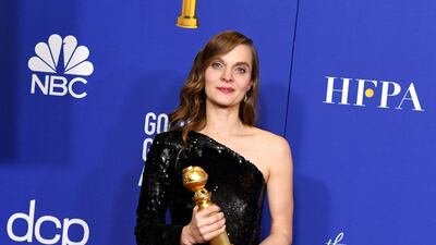 Hildur Guðnadottir poses with her award for Best Original Score - Motion Picture for 'Joker' during the 77th annual Golden Globe Awards on January 5, 2020, at The Beverly Hilton hotel in Beverly Hills, California. AFP