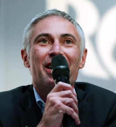 French MP Jerome Legavre briefs media about the peace conference, in London. EPA