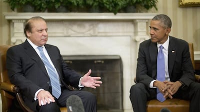 President Barack Obama with Pakistani prime minister Nawaz Sharif in the Oval Office of the White House in Washington this month. Pablo Martinez Monsivais / AP Photo