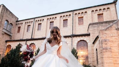 Debby Ryan wed Twenty One Pilots drummer Joshua Dun in December. Instagram / Elie Saab